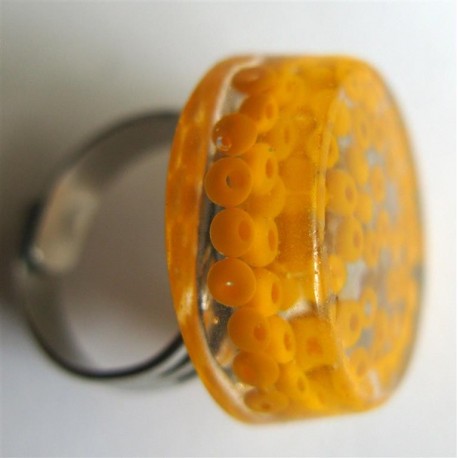 Bague perles orange