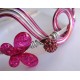 Serre-tête rose et argenté avec perle shamballa