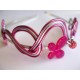 Serre-tête rose et argenté avec perle shamballa