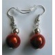 Boucles d'oreilles orange et perle argentée