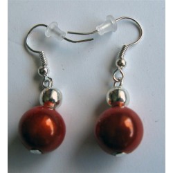 Boucles d'oreilles orange et perle argentée