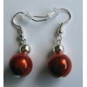 Boucles d'oreilles orange et perle argentée