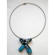 Collier bonhomme turquoise noir et blanc pailleté