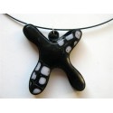Collier "bonhomme" noir et blanc pailleté avec cable rigide