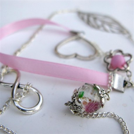 Sautoir douceur rose