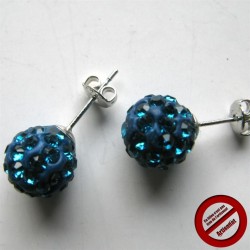 Boucles d'oreilles Shamballa bleues (Attention produit non artisanal)