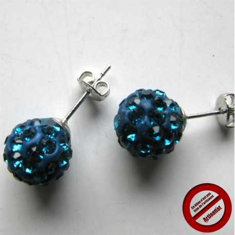Boucles d'oreilles Shamballa bleues (Attention produit non artisanal)