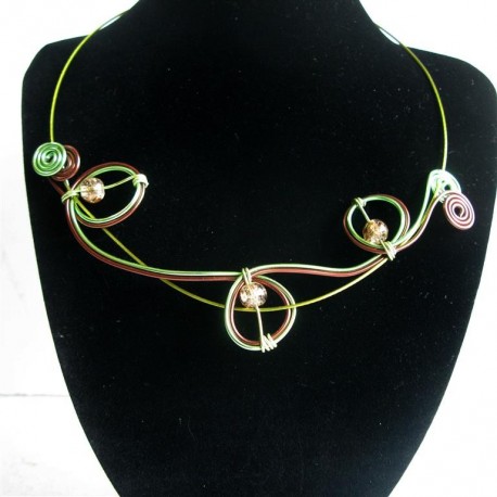 collier alu vert et marron
