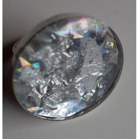 Bague résine feuilles d'argent support réglable