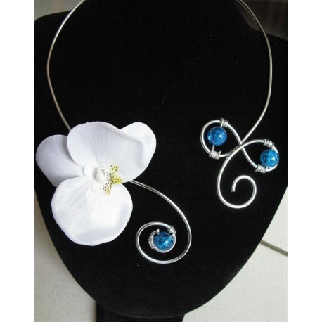 collier orchidée turquoise