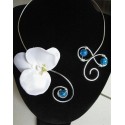 Collier orchidée turquoise