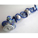 Barrette papillon bleu et blanc 10 cm