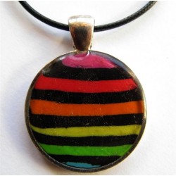 Pendentif Fimo "rayé multicolore"