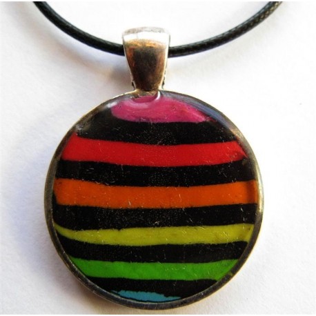Pendentif Fimo "rayé multicolore"