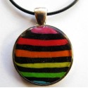 Pendentif Fimo "rayé multicolore"