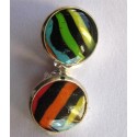 Boucles clips Fimo "rayé multicolore" 