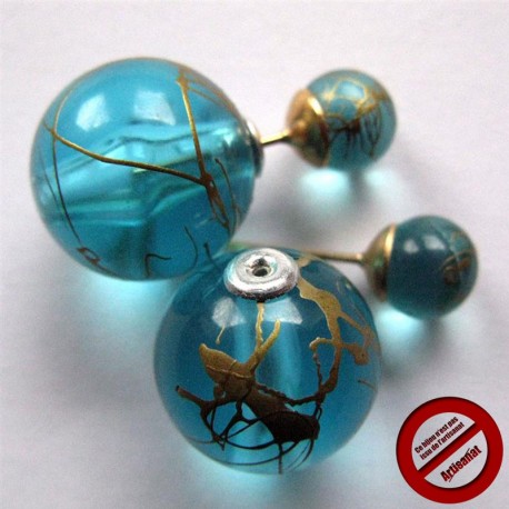 Boucles d'oreilles "doubles turquoise" (Attention produit non artisanal)