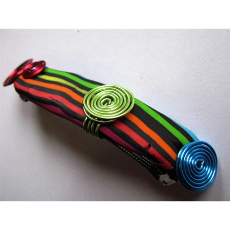 Barrette "rayé multicolore" 10 cm