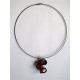 Collier "cuir et perles" rouge