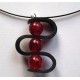 Collier "cuir et perles" rouge
