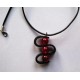 Collier "cuir et perles" rouge