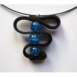 Collier "cuir et perles" turquoise