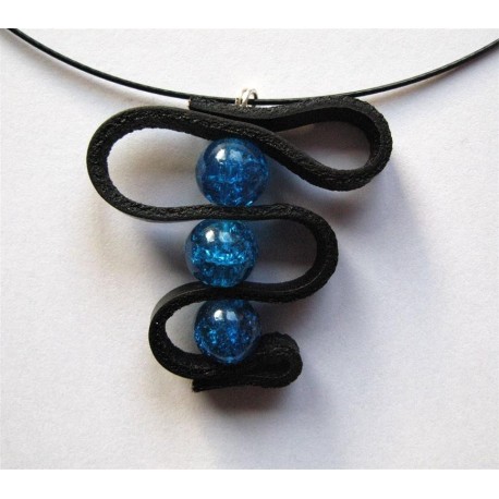 Collier "cuir et perles" turquoise