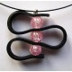 Collier "cuir et perles" rose