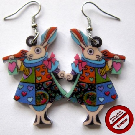 Boucles d'oreilles "lapin d'Alice" (Attention produit non artisanal)