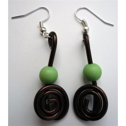 Boucles d'oreilles marron et anis