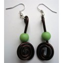 Boucles d'oreilles marron et anis