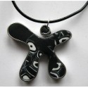 Collier "bonhomme" noir et blanc avec cordon réglable