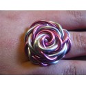 Bague fleur alu rose et argent