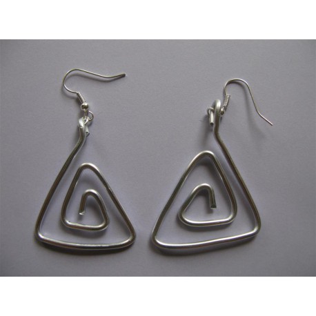 Boucles d'oreilles fil alu argent triangle
