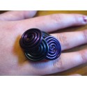 Bague spirales violettes et noires irisées