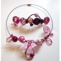 Parure collier + barrette "pour voir la vie en rose"