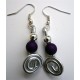 Boucles d'oreilles argent et violet foncé