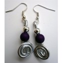 Boucles d'oreilles argent et violet foncé