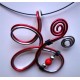 Collier fil alu rouge et argent