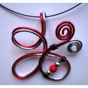 Collier fil alu rouge et argent