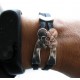 Bracelet cuir fermoir fleur