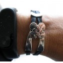 Bracelet cuir fermoir fleur