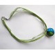 Collier avec pendentif "effet verre turquoise vert et doré"