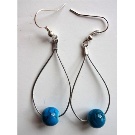 Boucles d'oreilles gouttes perles turquoise