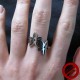 Bague double fleur en acier inoxydable (Attention produit non artisanal)