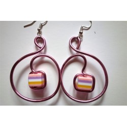 Boucles d'oreilles roses et blanches