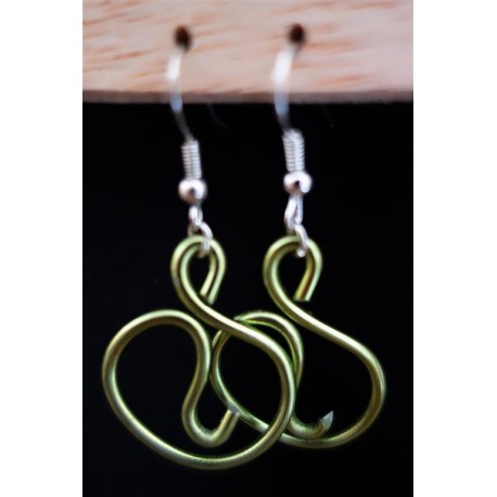 Boucles d'oreilles en fil vert anis diamètre 2 cm