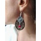 Boucles d'oreilles "estampes noires et perle rouge"