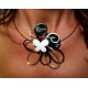 Collier butterfly anis et noir