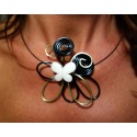 Collier butterfly anis et noir